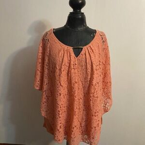 Simply Emma Coral Crochet Lace top, size 2X